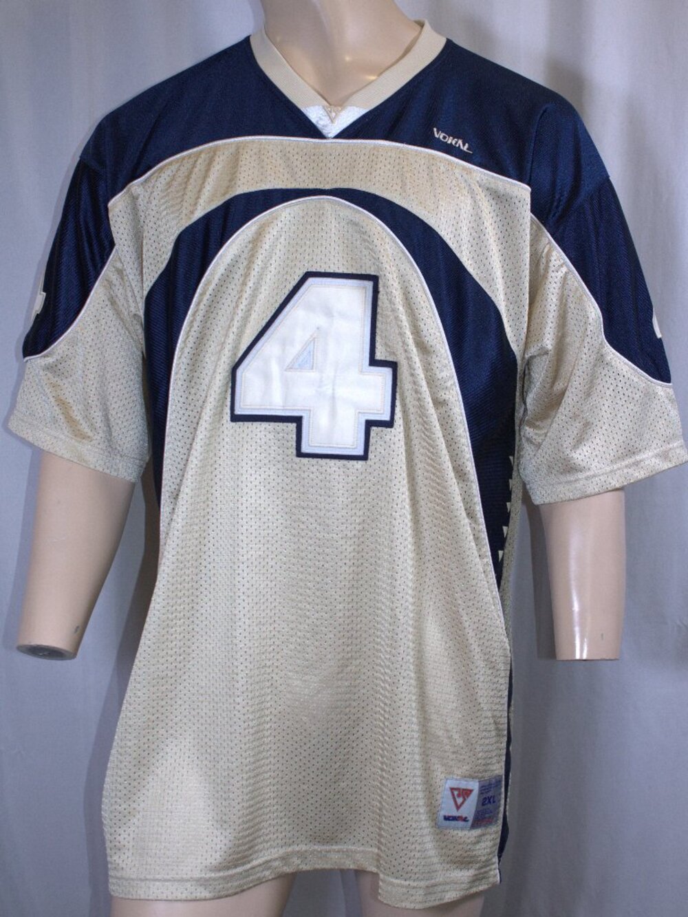 Vokal Jersey Size 2XL Gold Blue White #4 Stitched Athletlque Football Nelly VTG